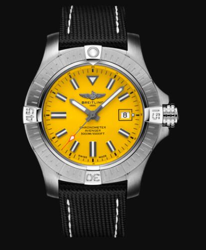 Replica Breitling Avenger Automatic 45 Seawolf Stainless Steel - Yellow Watch A17319101I1X1