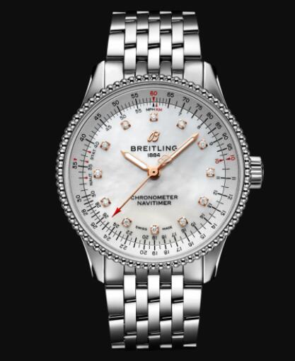 Breitling Navitimer Automatic 35 Stainless Steel - Mother-Of-Pearl Replica Watch A17395211A1A1