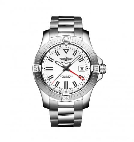 Copy Breitling Avenger Automatic GMT 43 Stainless Steel White Bracelet watch A32397101A1A1