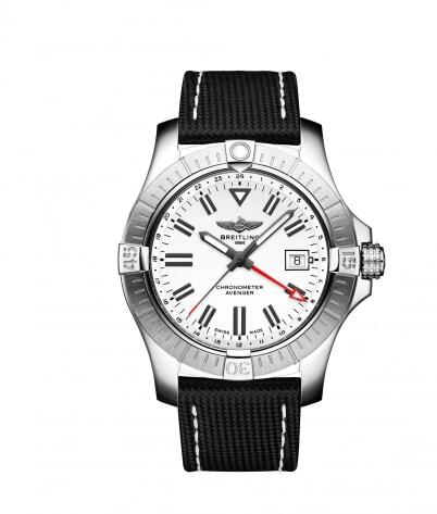 Copy Breitling Avenger Automatic GMT 43 Stainless Steel White Calf Pin watch A32397101A1X1