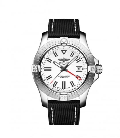 Copy Breitling Avenger Automatic GMT 43 Stainless Steel White Calf Folding watch A32397101A1X2