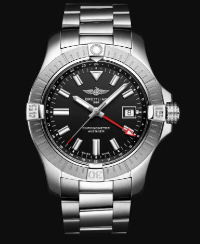 Replica Breitling Avenger Automatic GMT 43 Stainless Steel - Black Bold Watch A32397101B1A1
