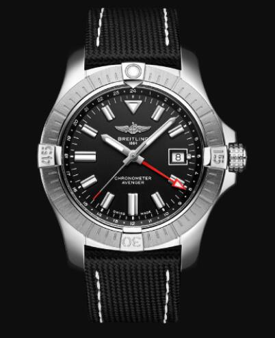 Replica Breitling Avenger Automatic GMT 43 Stainless Steel - Black Bold Watch A32397101B1X1