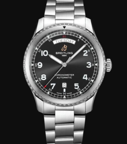 Breitling Aviator 8 Automatic Day & Date 41 Stainless Steel - Black Replica Watch A45330101B1A1