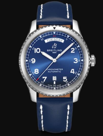 Breitling Aviator 8 Automatic Day & Date 41 Stainless Steel - Blue Replica Watch A45330101C1X3