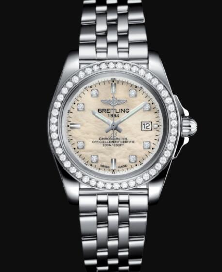 Replica Breitling Galactic 32 Sleek Stainless Steel - Mother-Of-Pearl Watch A71330531A1A1
