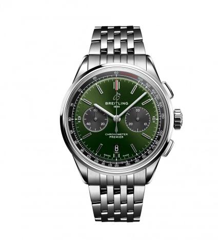 Breitling Premier B01 Chronograph 42 Stainless Steel Green Replica Watch AB0118221L1A1