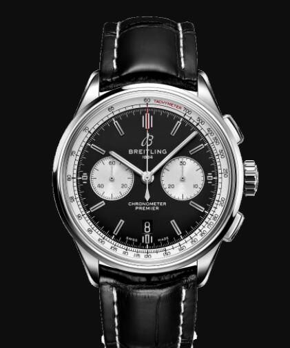 Replica Breitling Premier B01 Chronograph 42. Stainless Steel - Black Watch AB0118371B1P2
