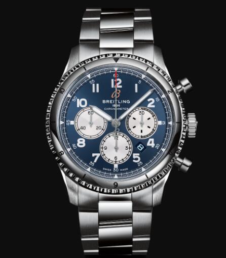 Breitling Aviator 8 B01 Chronograph 43 Stainless Steel - Blue Replica Watch AB0119131C1A1