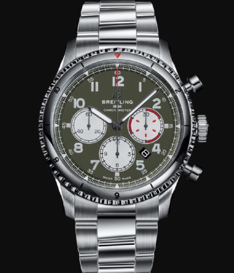 Breitling Aviator 8 B01 Chronograph 43 Curtiss Warhawk Stainless Steel - Green Replica Watch AB01192A1L1A1