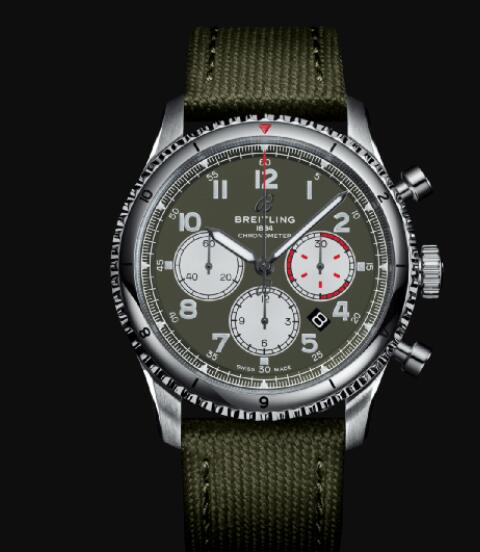 Breitling Aviator 8 B01 Chronograph 43 Curtiss Warhawk Stainless Steel - Green Replica Watch AB01192A1L1X1