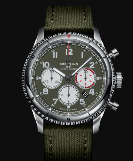 Breitling Aviator 8 B01 Chronograph 43 Curtiss Warhawk Stainless Steel - Green Replica Watch AB01192A1L1X2