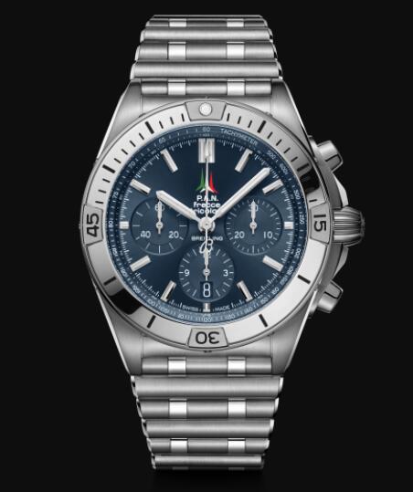 Replica Breitling Chronomat B01 42 Frecce Tricolori Limited Edition Stainless Steel - Blue Watch AB01344A1C1A1