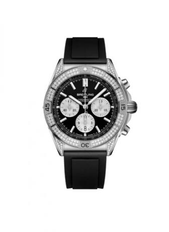 Breitling Chronomat B01 42 Stainless Steel - Diamond Black / Rubber Replica Watch AB0134721B1S1