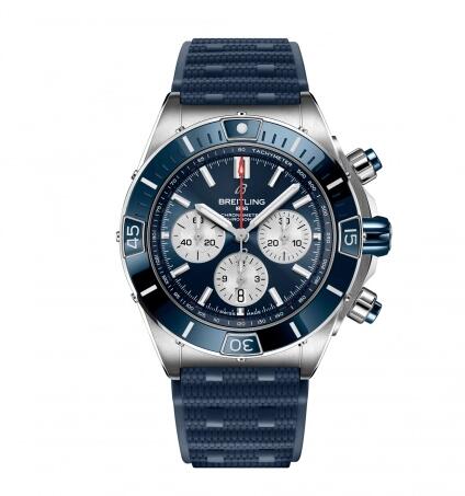 Breitling Super Chronomat B01 44 Stainless Steel Blue Rubber Replica Watch AB0136161C1S1
