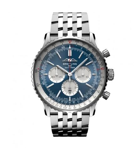 2022 Breitling Navitimer B01 Chronograph 46 Stainless Steel Blue Bracelet Replica Watch AB0137211C1A1