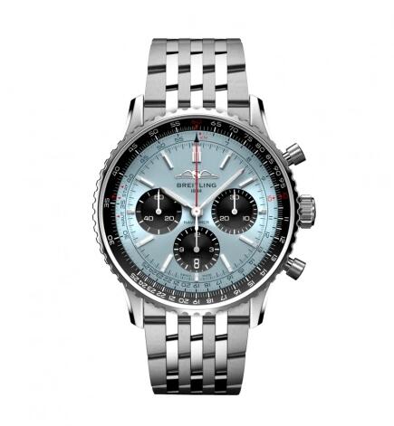 2022 Breitling Navitimer B01 Chronograph 43 Stainless Steel Ice Blue Bracelet Replica Watch AB0138241C1A1