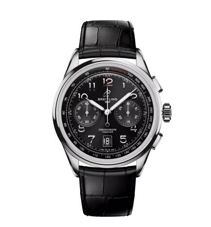 Breitling Premier B01 Chronograph 42 Stainless Steel Black Alligator Matte Replica Watch AB0145221B1P2