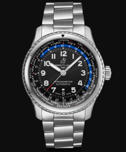 Breitling Aviator 8 B35 Automatic Unitime 43 Stainless Steel - Black Replica Watch AB3521U41B1A1