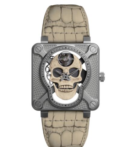 Bell and Ross BR 01 Replica Watch BR 01 LAUGHING SKULL WHITE BR01-SKULL-O-SK-ST