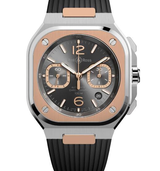 BELL and ROSS BR 05 Chrono Gray Steel & Gold Replica Watch BR05C-RTH-STPG/SRB