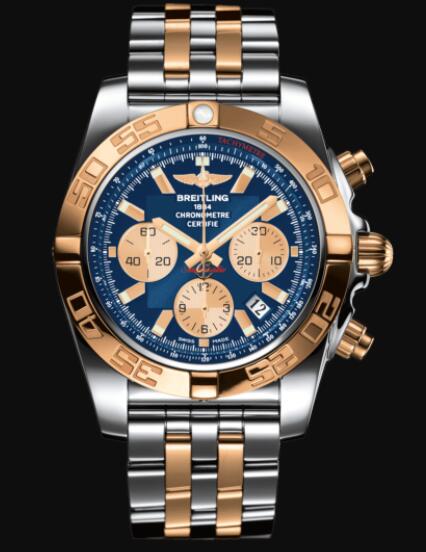 Replica Breitling Chronomat 44 Stainless Steel & 18k Rose Gold - Blue Watch CB0110121C1C1