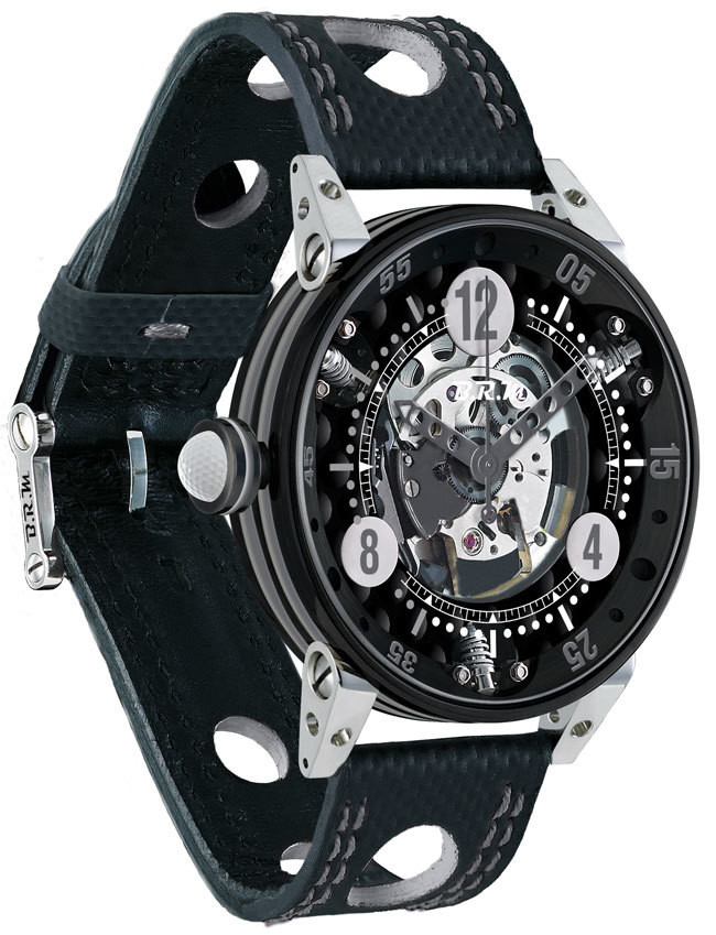 Brm Gulf Watch Replica BRM Golf Black Skeleton Dial Silver GF6-44-SA-N-SQ-AG