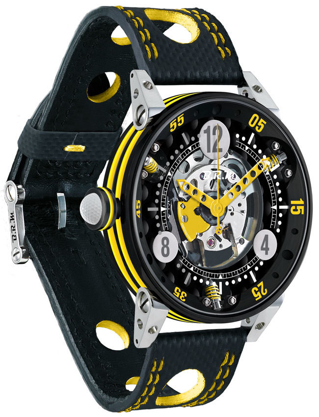 Brm Gulf Watch Replica BRM Golf Black Skeleton Dial Yellow GF6-44-SA-N-SQ-AJ