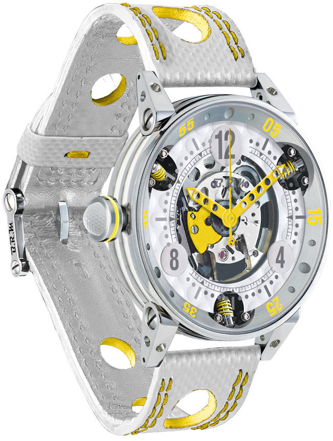 Brm Gulf Watch Replica BRM Golf White Skeleton Dial Yellow GF6-44-SA-SQ-AJ