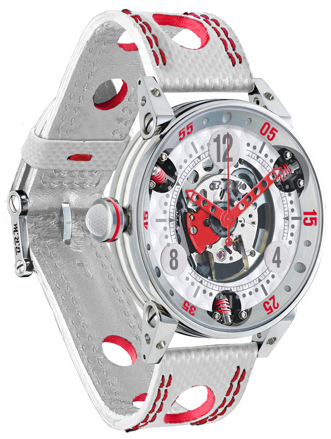 Brm Gulf Watch Replica BRM Golf White Skeleton Dial Red GF6-44-SA-SQ-AR