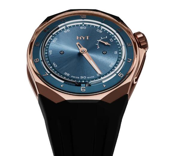 HYT T1 Series 5N Gold Titanium Deep Blue Replica Watch H03208-A