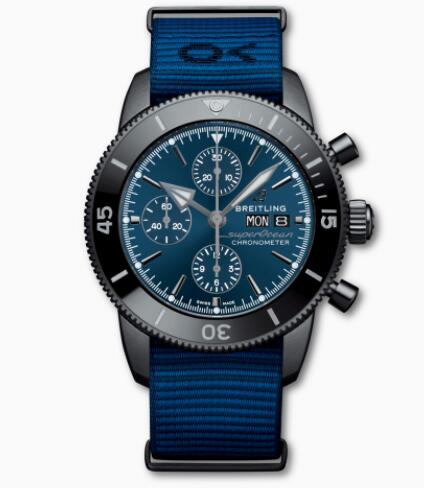 Breitling Superocean Heritage Chronograph 44 Outerknown DLC-Coated Stainless Steel Blue M133132A1C1W1 Replica Watch