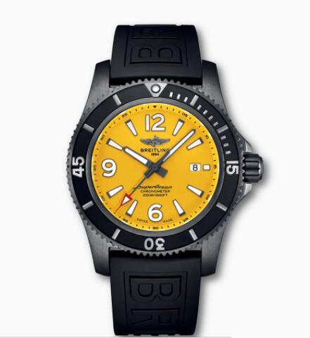 Breitling Superocean Automatic 46 Black Steel DLC-Coated Stainless Steel Yellow M17368D71I1S1 Replica Watch