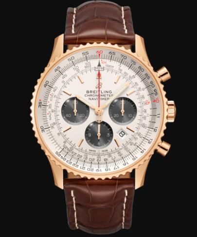 Breitling Navitimer B01 Chronograph 46 18k Red Gold - Silver Replica Watch RB0127121G1P1