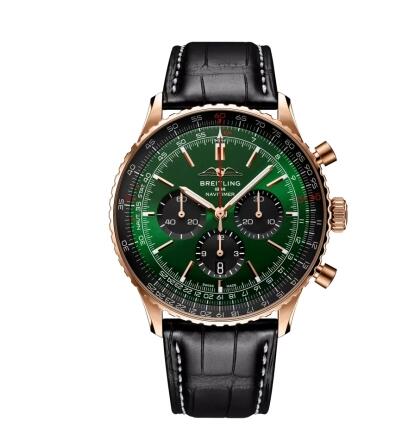 Breitling Navitimer B01 Chronograph 46 Red Gold Green Replica Watch RB0137241L1P1