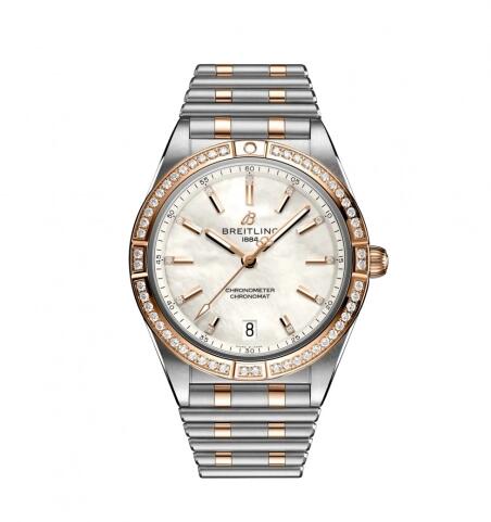Breitling Chronomat Automatic 36 Stainless Steel Red Gold - Diamond MOP Rouleaux Replica Watch U10380591A2U1