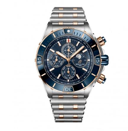 Breitling Super Chronomat 1461 Days 44 Stainless Steel Red Gold Blue Rouleaux Replica Watch U19320161C1U1 Breitling Super Chronomat 1461 Days 44 Stainless Steel Red Gold Blue Rouleaux Replica Watch U19320161C1U1