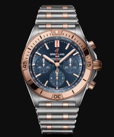 Replica Breitling Chronomat B01 42 Stainless Steel & 18k Red Gold - Blue Watch UB0134101C1U1