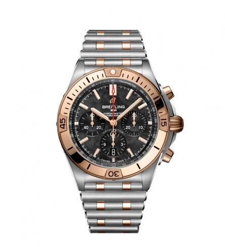 Replica Breitling Chronomat B01 42 Stainless Steel Red Gold Black MOP USA Watch UB01341A1B1U1