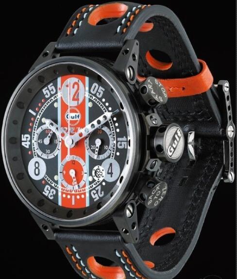 Replica B.R.M Watch V12-44 Gulf V12-44-GU-N-AG-1 Black PVD Brushed Stainless Steel - Black Dial