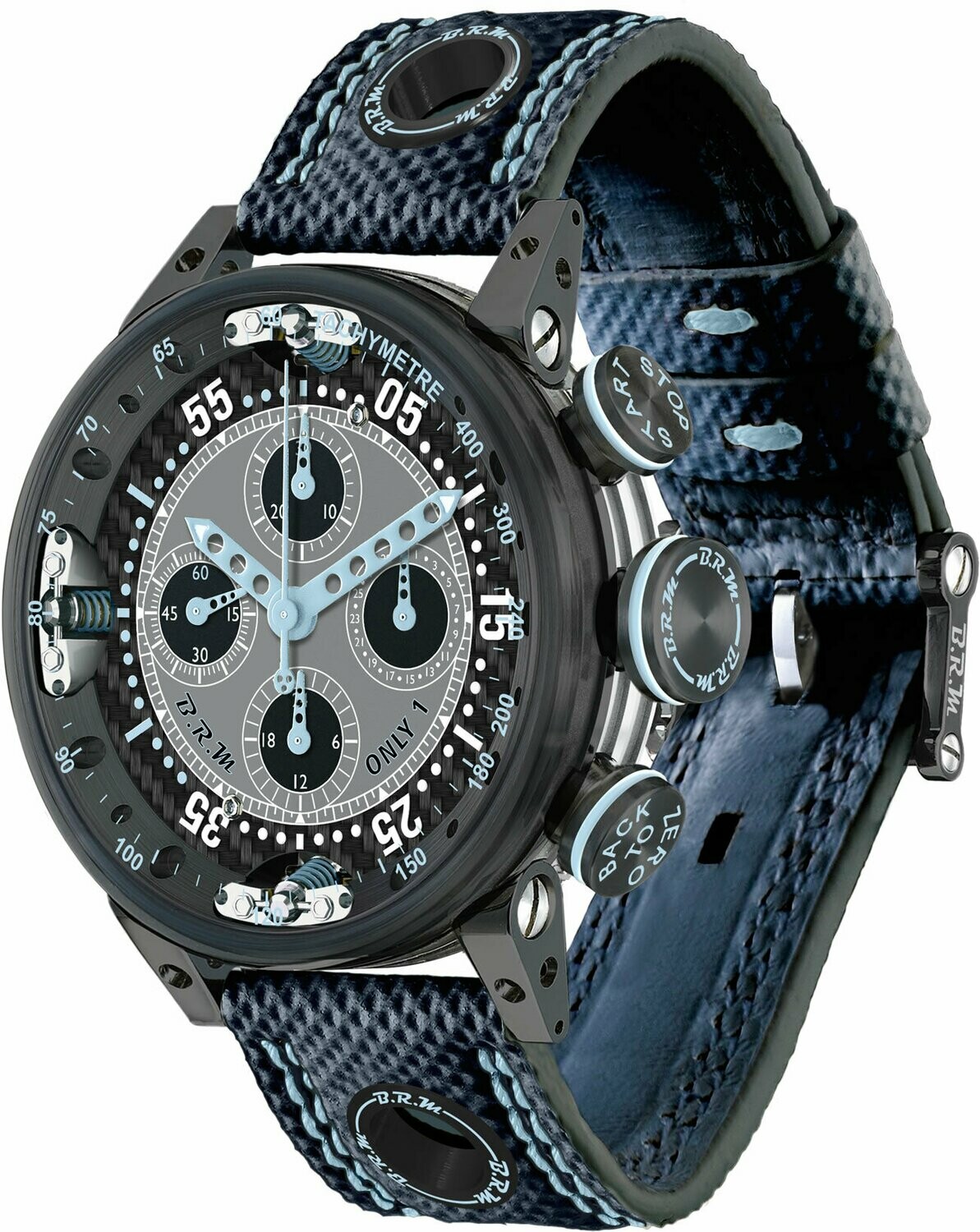 High Quality B.R.M Replica Watches For Sale BRM Chronograph Quantieme Perpetual Black Blue V12SA-46-DTQ-BLC