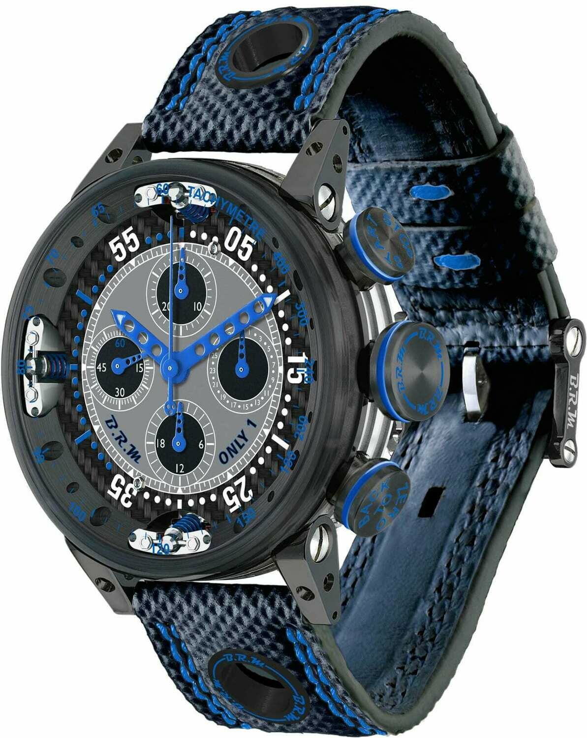 High Quality B.R.M Replica Watches For Sale BRM Chronograph Quantieme Perpetual Black Blue V12SA-46-DTQ-BLM