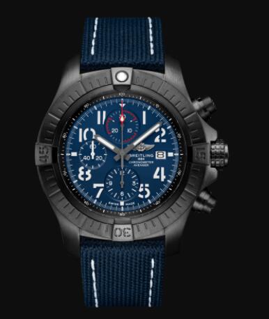 Breitling Super Avenger Chronograph 48 Night Mission DLC-Coated Titanium - Blue Replica Watch V13375101C1X2