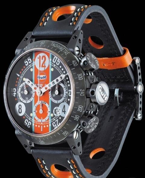 Replica B.R.M GUL Watch V8-44 Gulf V8-44-GU Black PVD Brushed Stainless Steel