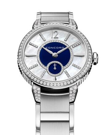 Replica Vintage Concord women's Impresario Stainless Steel Watch with Blue Dial Watch and Diamonds Review impresario-0320384