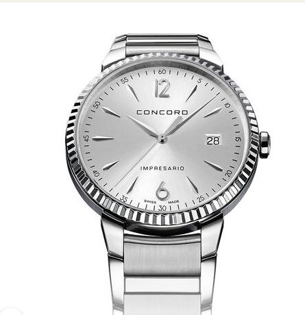 Replica Vintage Concord Men's Impresario Stainless Steel Watch with Blue Dial Review impresario-0320446