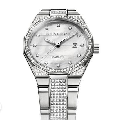 Replica Concord Women's Mariner 30mm Stainless Steel Watch with Diamonds mariner-0320331