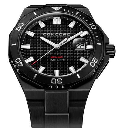 Replica Concord Men's Mariner Black PVD-finished Stainless Steel Watch with Black Dial mariner-0320389