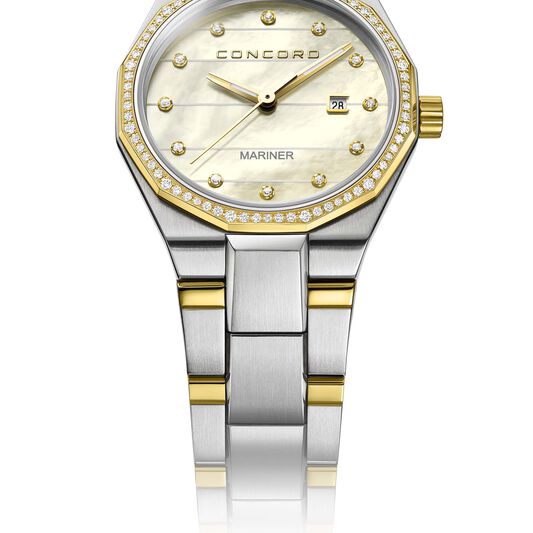 Replica Concord Women's Mariner 30mm Two Toned Watch with Diamonds mariner-0320457