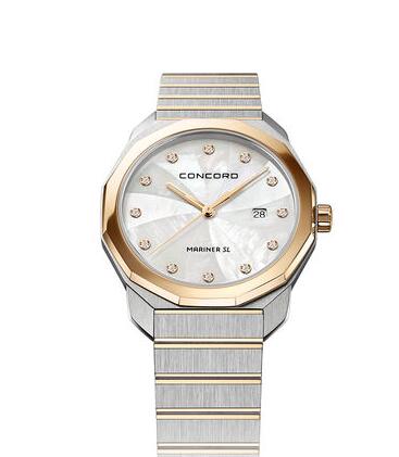 Replica Concord Women's Mariner SL Quartz Two-Toned Watch with Marquetry mariner-0320470